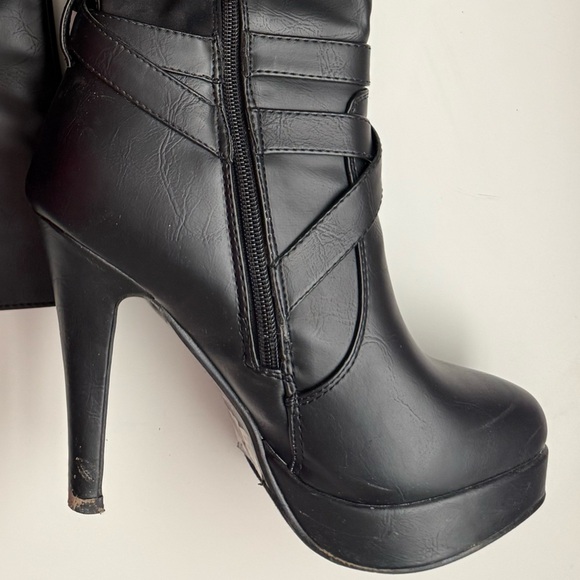 Elegant Forever Della - Triple Ankle Strap, Knee-high Heel Boots - Size 6.5 - Picture 4 of 13